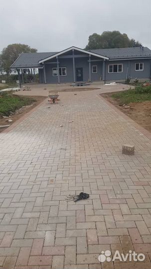 Укладка брусчатка поребрики