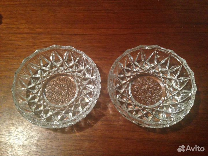 Две икорницы, хрусталь, диаметр 11 см, вместе