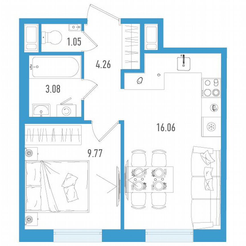 1-к. квартира, 34 м², 5/7 эт.