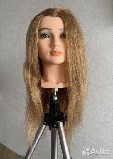Учебный манекен голова с натуральными волосами