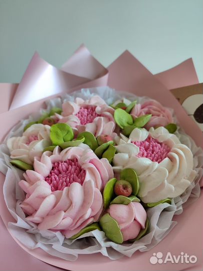 Букет пионов из зефира на день мамы