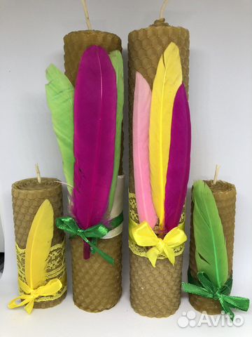 Свечи из вощины с авторским декором