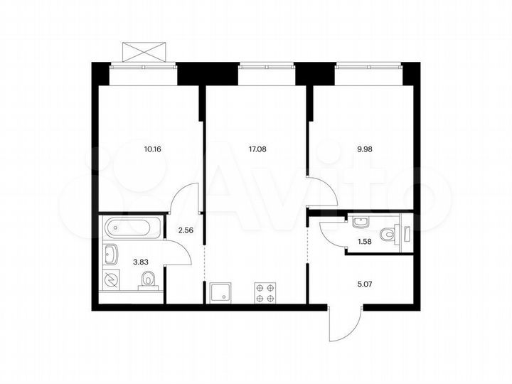 2-к. квартира, 50,3 м², 3/10 эт.