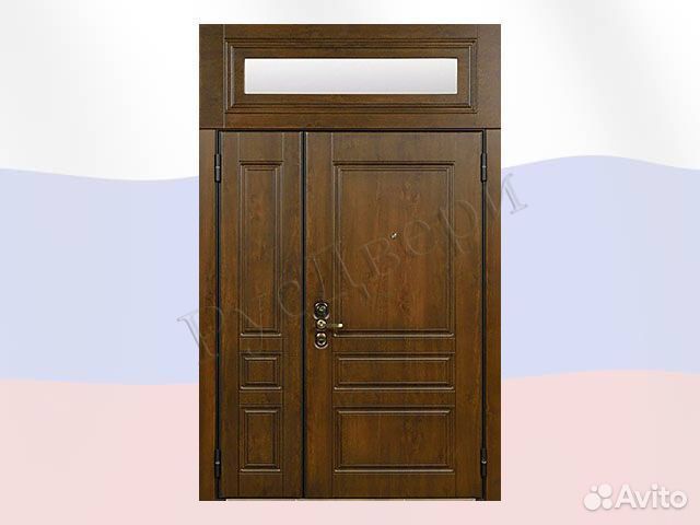 Двустворчатая дверь с фрамугой для улицы