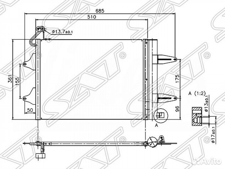 Радиатор кондиционера Volkswagen Polo 01-09 / seat