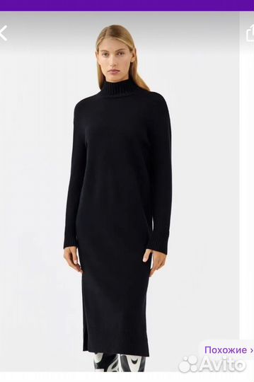 Платье женское миди с разрезом вязаное