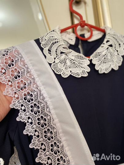 Синее школьное платье