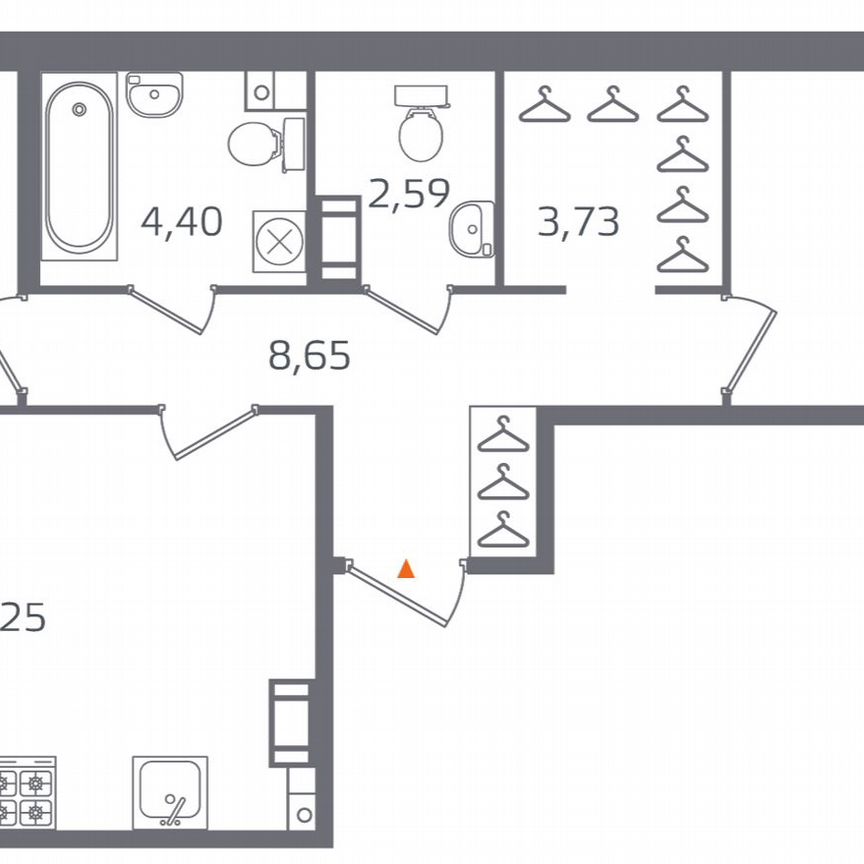 2-к. квартира, 69,6 м², 7/15 эт.