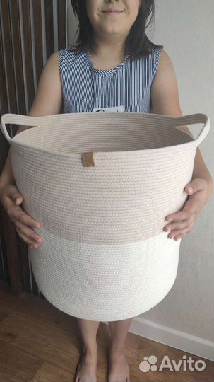 Бельевая корзина из хлопкового шнура