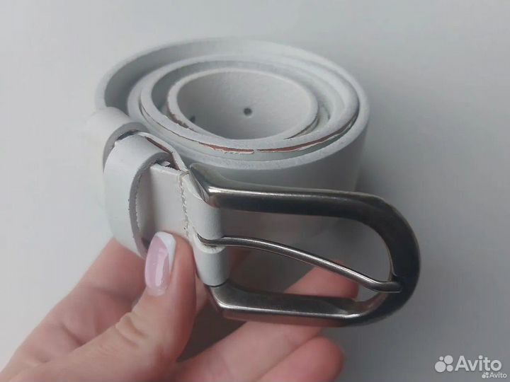 Ремень женский кожаный белый respect