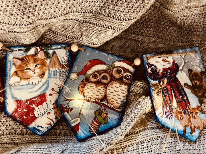 Гирлянда новогодняя деревянная