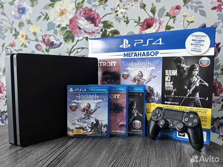 Sony playstation 4 slim 1 tb + 3 игры