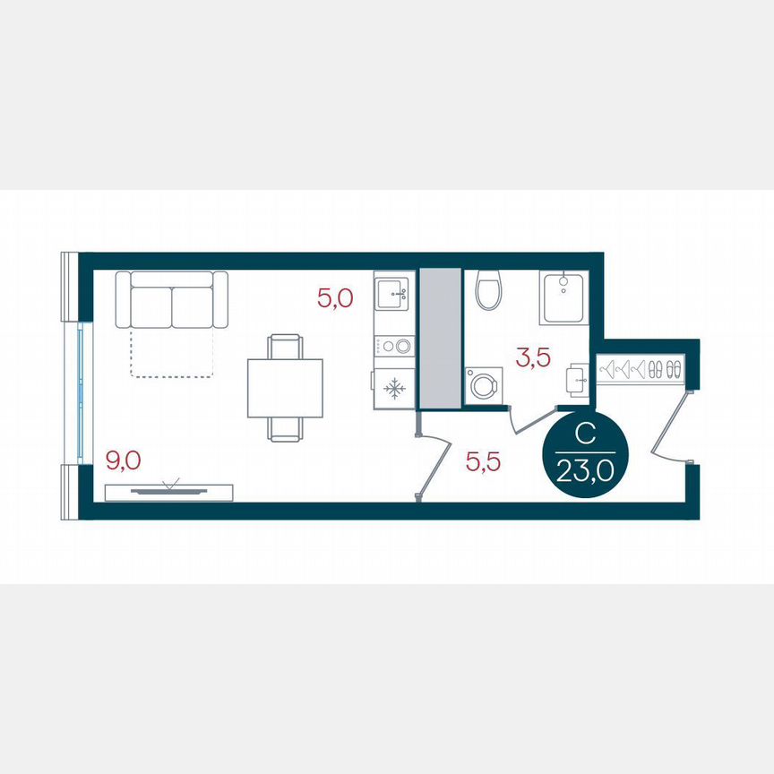 Квартира-студия, 23 м², 5/32 эт.