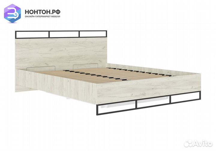 Кровать Лофт 1.6 м дуб крафт белый