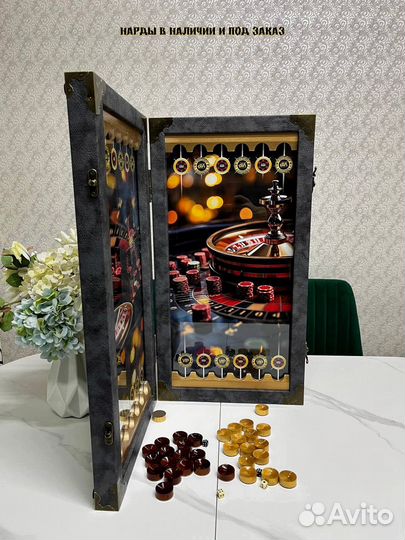 Нарды ручной работы со стеклом 