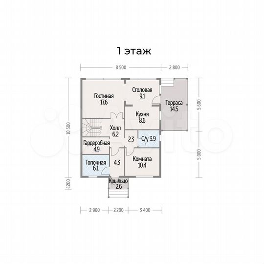 Коттедж 157 м² на участке 10 сот.