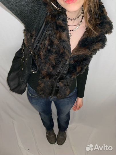 Кофта с мехом y2k винтаж