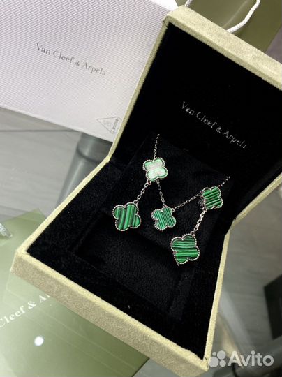 Van cleef серьги с двумя мотивами и подвеска