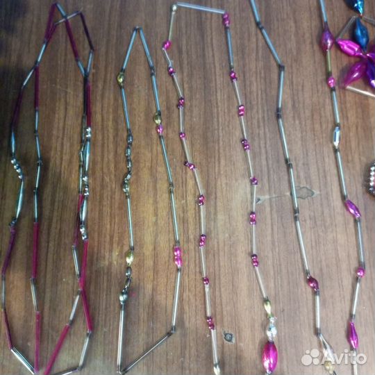 Ёлочные игрушки гирлянды СССР стеклярус