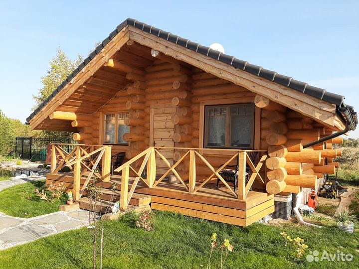 Баня 6х6 из оцилиндрованного бревна под ключ