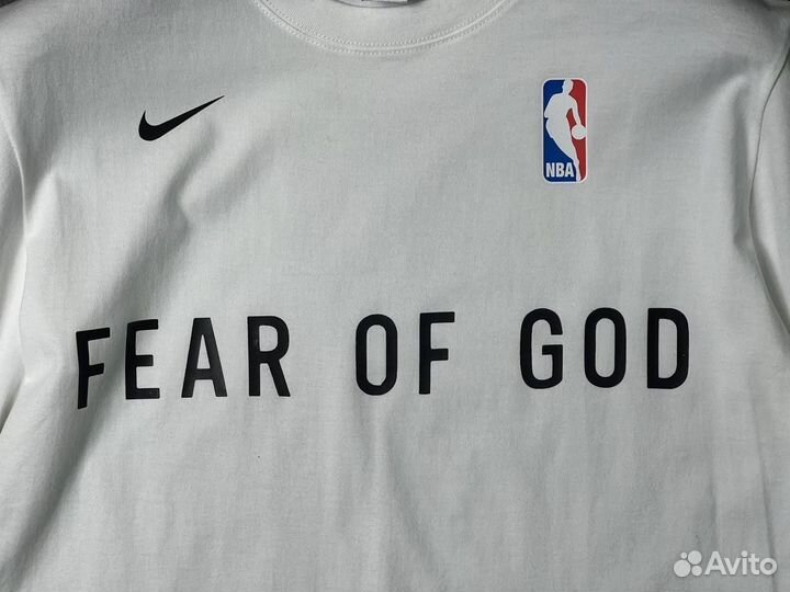 Хлопковая футболка nike fear OF GOD NBA lux