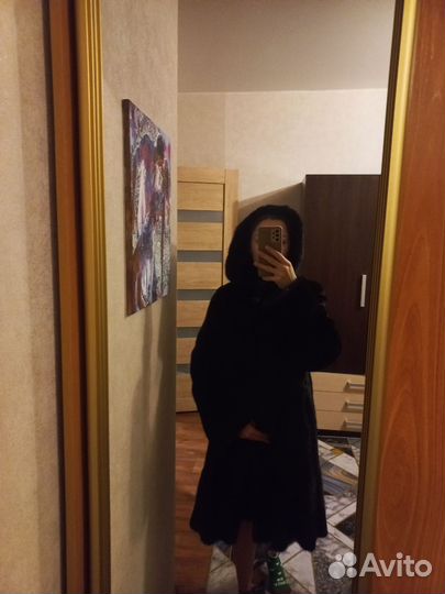 Шуба норковая с капюшоном 42 44 бу