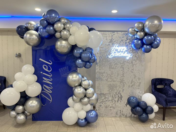 Фотозона из воздушных шаров на выпускной, юбилей