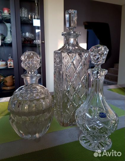 Хрустальные штофы, графины Bohemia, лзхс, Г-Х