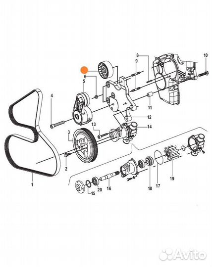 Ролик натяжной Mercruiser 2.8