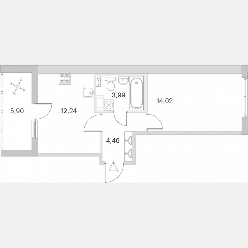 1-к. квартира, 37,7 м², 2/4 эт.