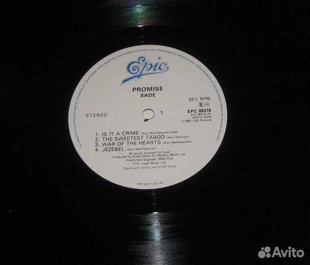 LP Sade – Promise - 1985 UK