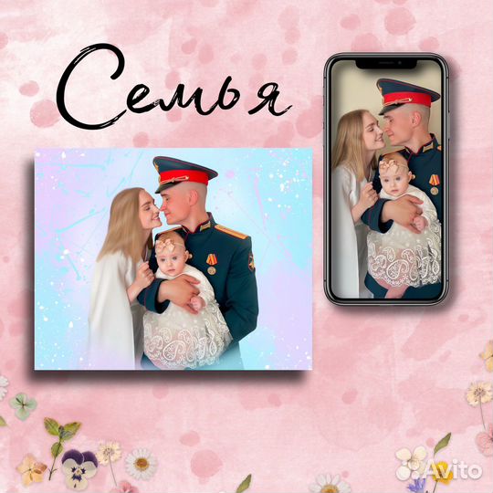 Портрет по фото на холсте