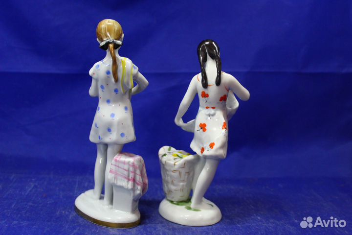 Фарфор статуэтки 2 девочки Дежурная Кукурузой лфз