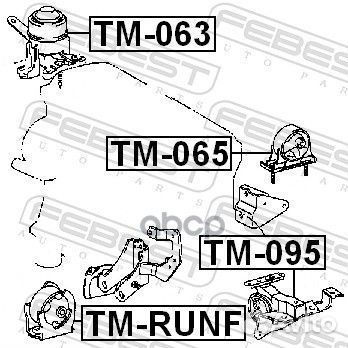 Подушка двигателя задняя TM065 Febest