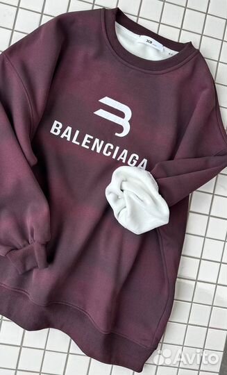 Свитшот Balenciaga тёплый на велюре оверсайз