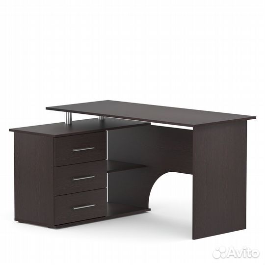 Стол компьютерный кст-09Л левый, цвет венге, шхгхв 135х90х74 см., тумба с ящиками слева