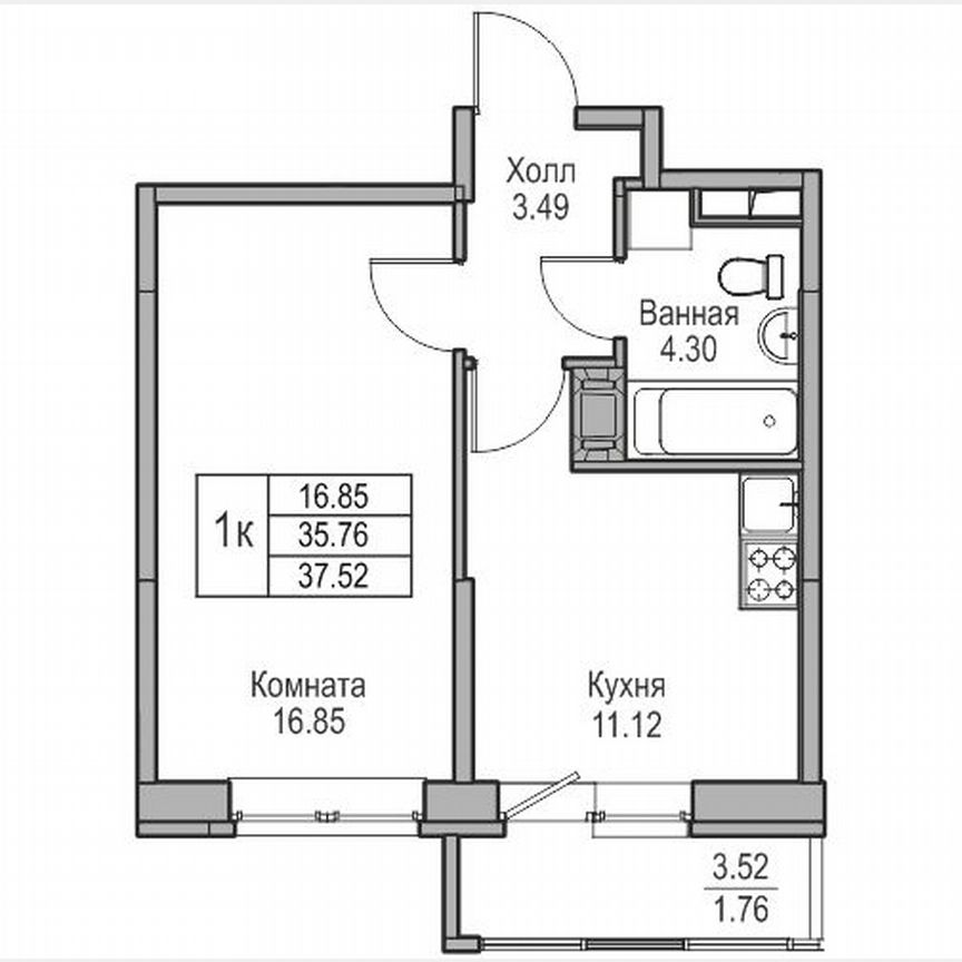 1-к. квартира, 37,5 м², 17/23 эт.