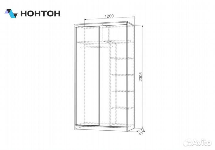 Шкаф-купе Рио 1-600 бабочки дуб сонома