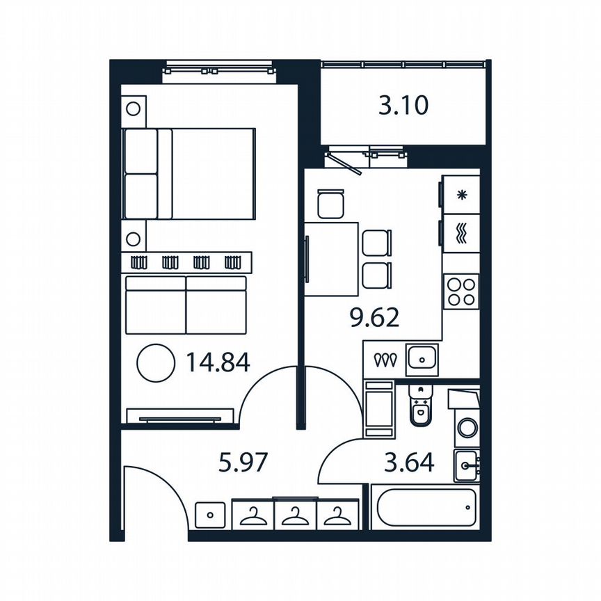 1-к. квартира, 35,6 м², 7/12 эт.