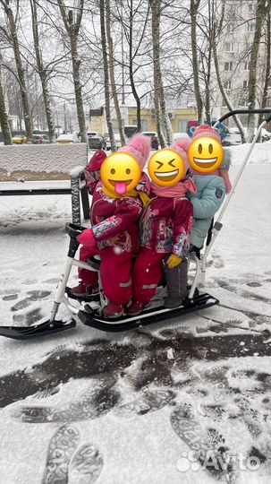 Снегокат для двойни/ троих twins baby push