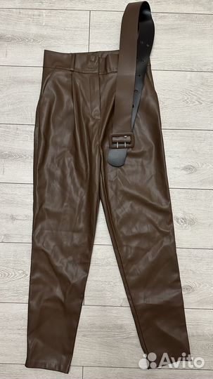 Кожаные брюки женские 42