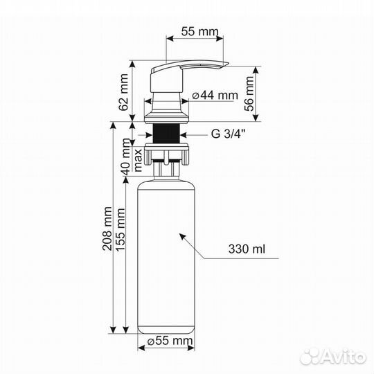 Дозатор для моющего средства Ulgran Quartz UQ-02