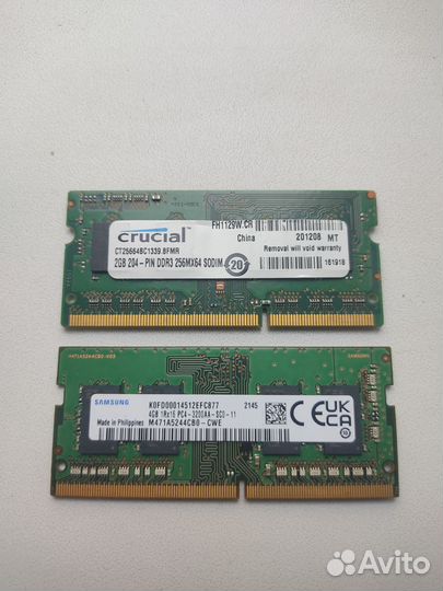 Оперативная память ddr3 ddr4 для ноутбука 2gb 4gb
