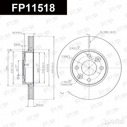 Диск тормозной FP11518 FAP Россия