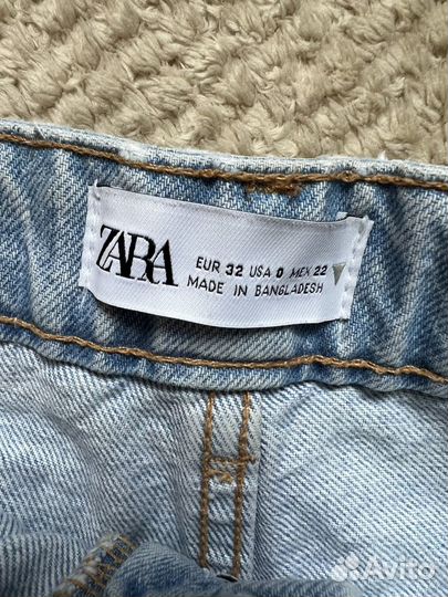 Шорты zara с завышенной талией джинсовые