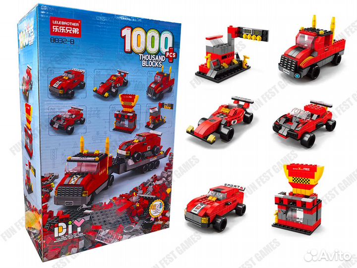 Конструктор Автомобили/Автовоз 6в1 1000 деталей