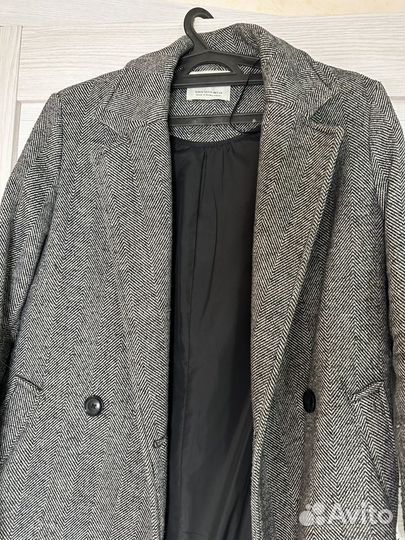 Пальто длинное женское xs s весна осень серое