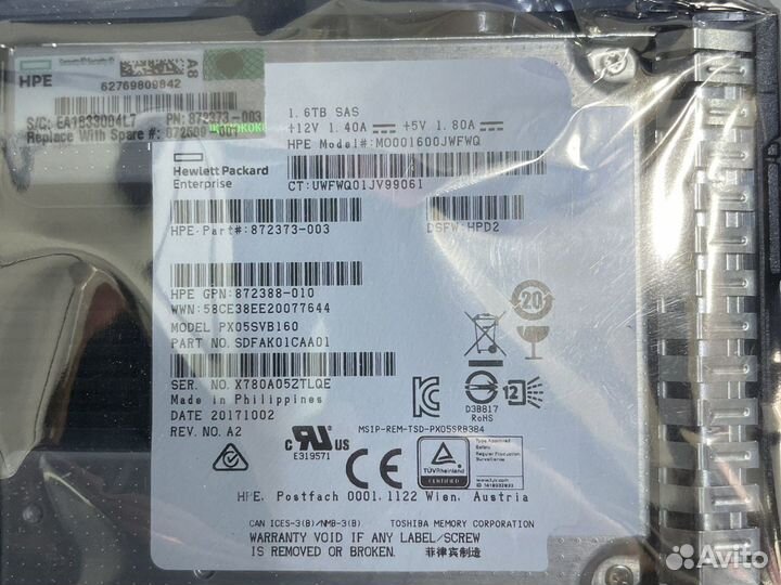 Жесткий диск HPE MO001600jwfwq HPE 1.6TB 12G SAS