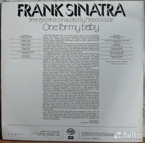 Пластинка Frank Sinatra / One for my baby объявление продам