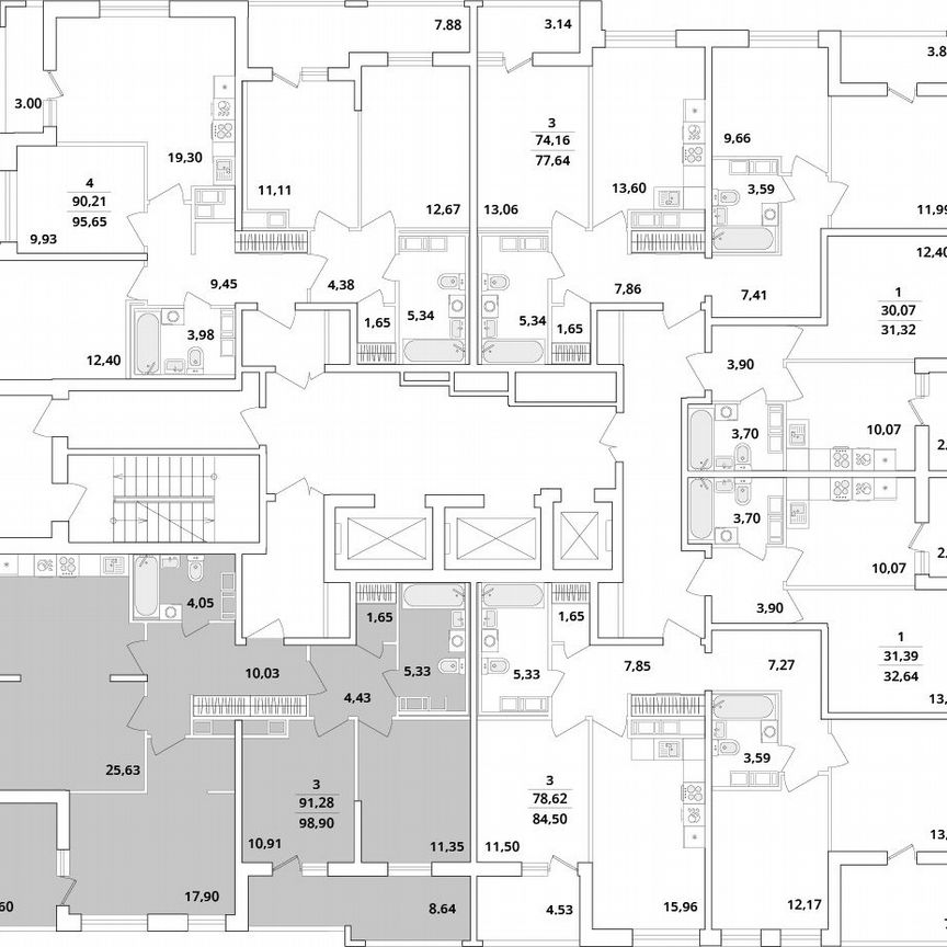 3-к. квартира, 98,6 м², 13/18 эт.